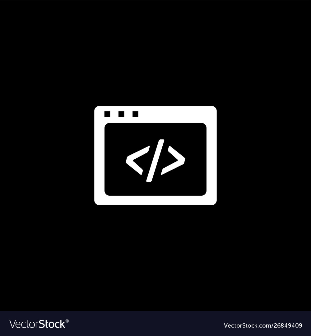Web page code icon on black background flat