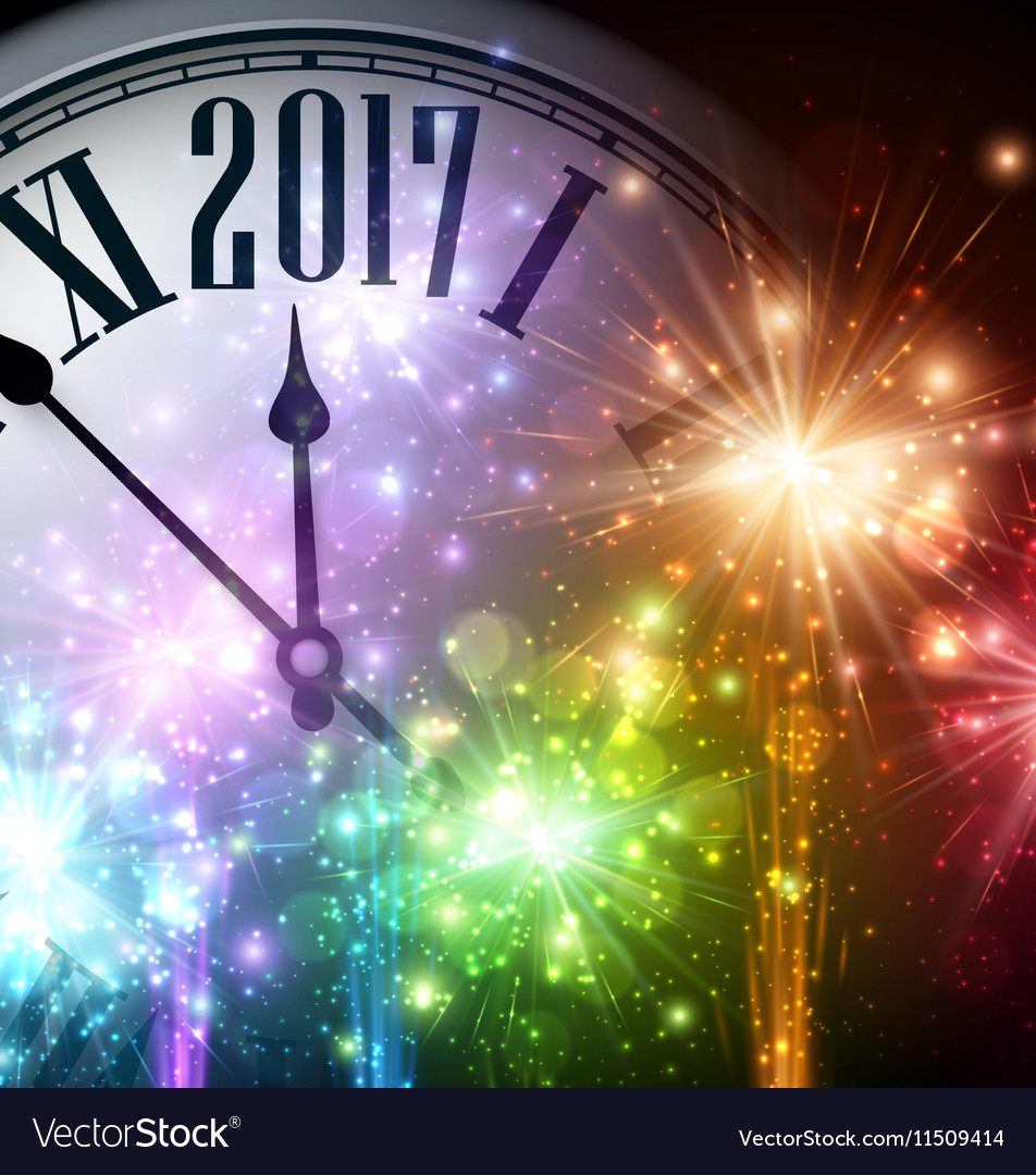 2017 new year background with clock