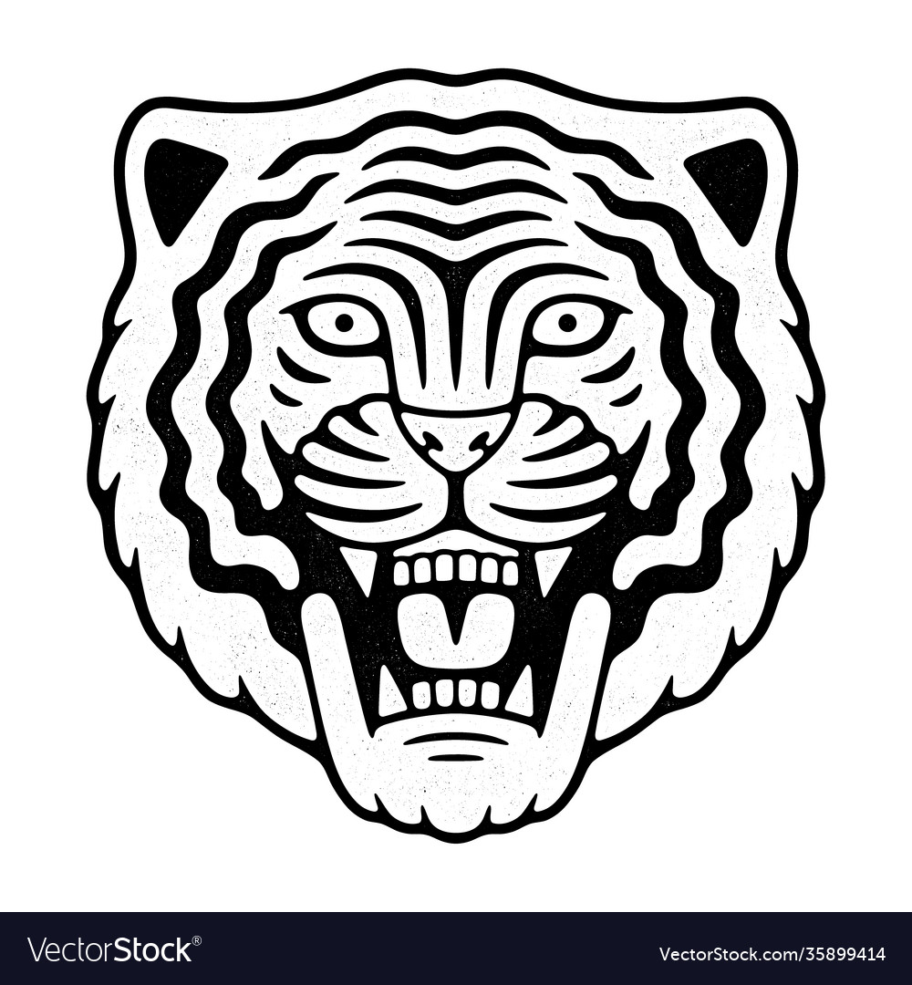 Angry tiger head retro mascot logo vector image Angry tiger head retro mascot logo