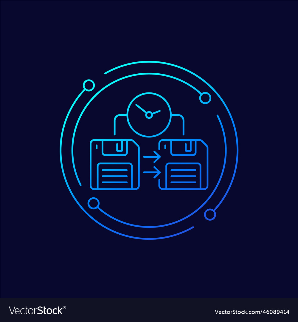 Backup time icon with floppy disks linear design