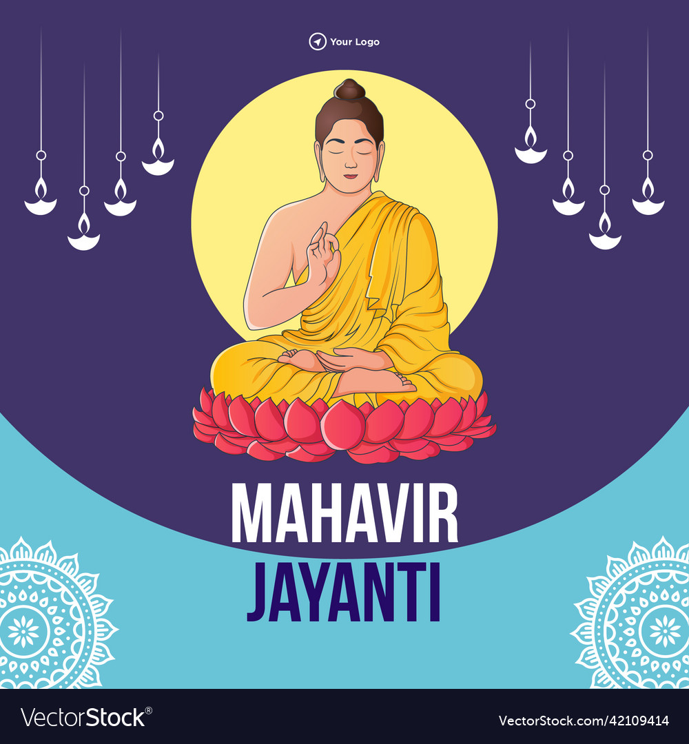 Banner design of happy mahavir jayanti Royalty Free Vector