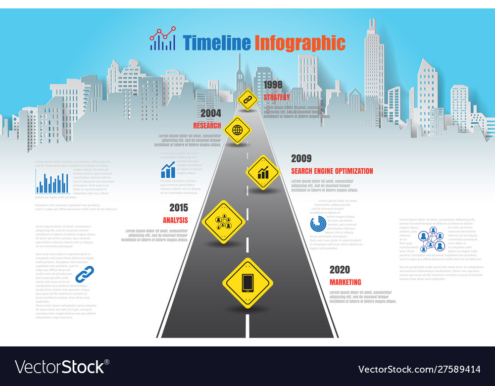 Business road map timeline infographic Royalty Free Vector