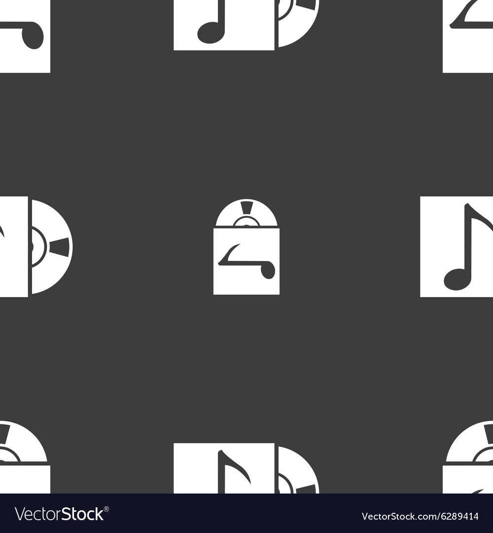 Cd player icon sign seamless pattern on a gray