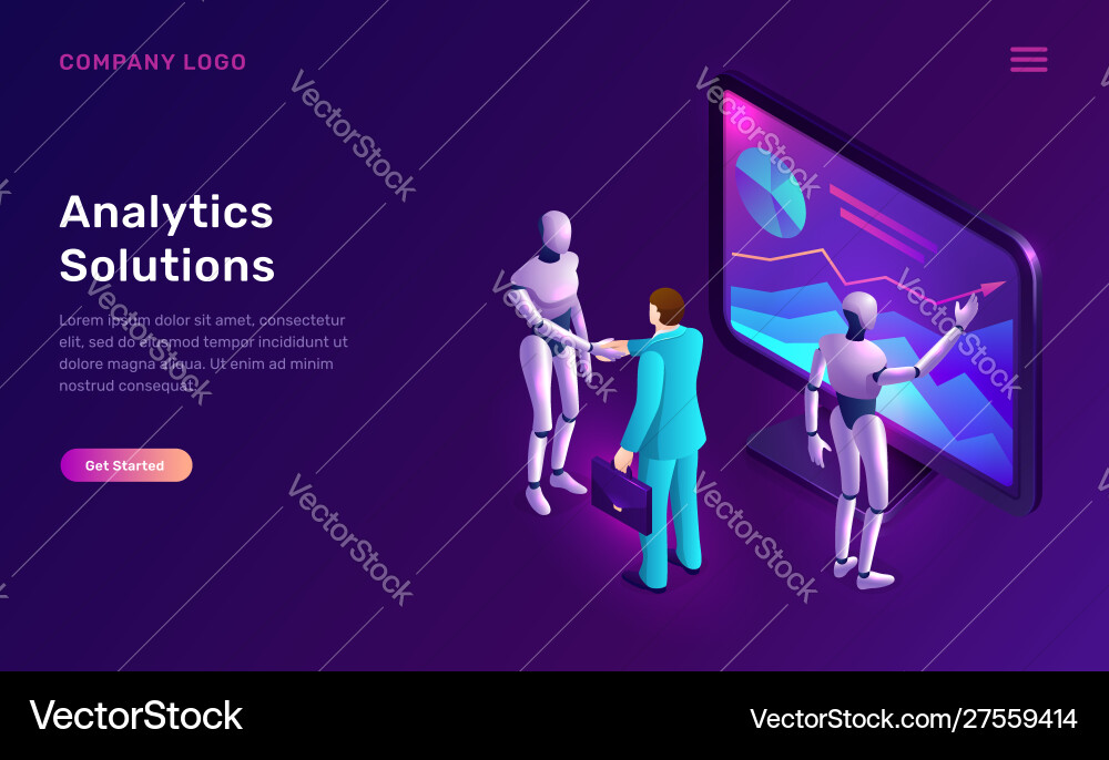 Data analysis or analytics solutions isometric Vector Image
