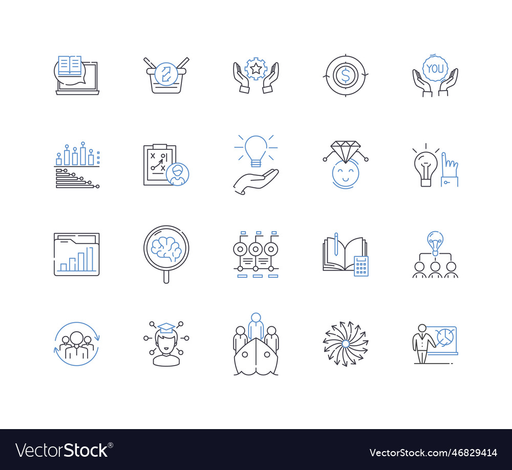 Data analytics line icons collection insights vector image Data analytics line icons collection insights