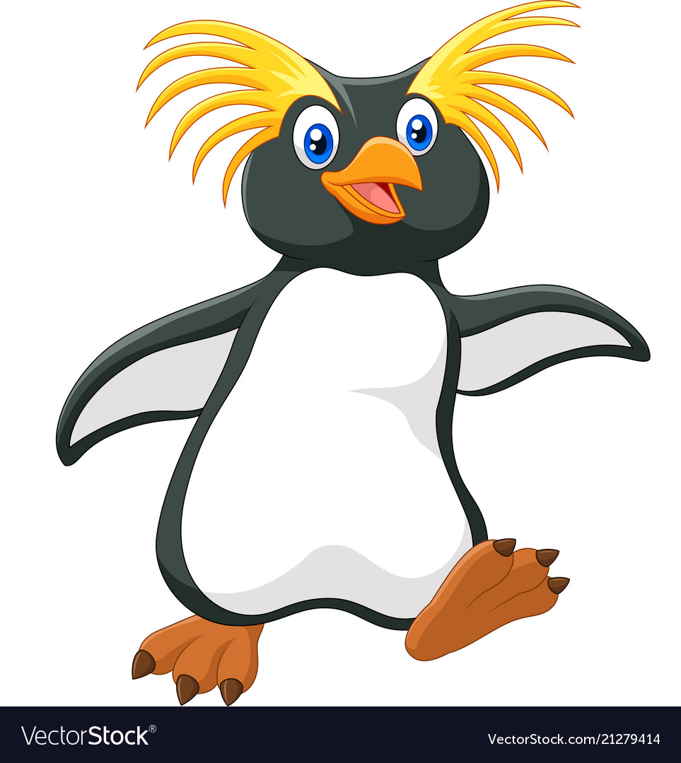 Happy cartoon penguin rockhopper cartoon Vector Image