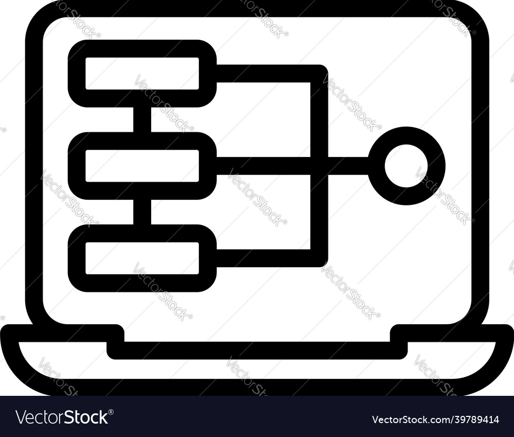 Laptop code html icon outline cms Royalty Free Vector Image