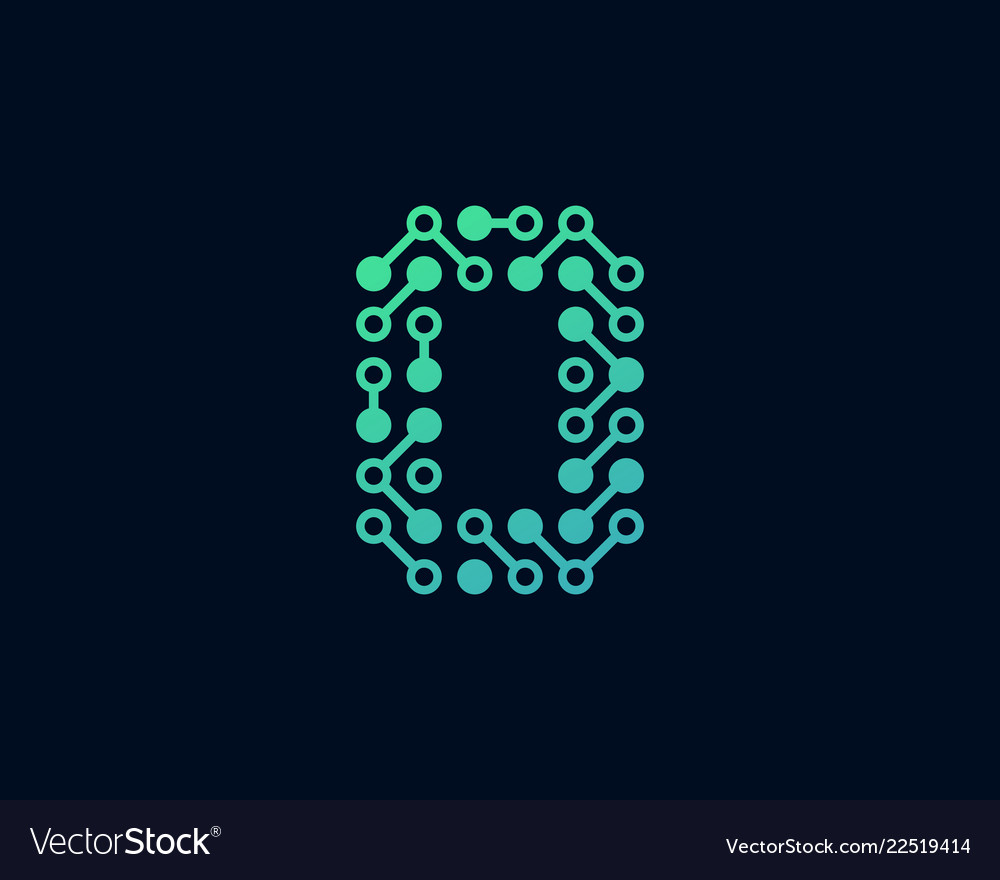O circuit digital letter logo icon design
