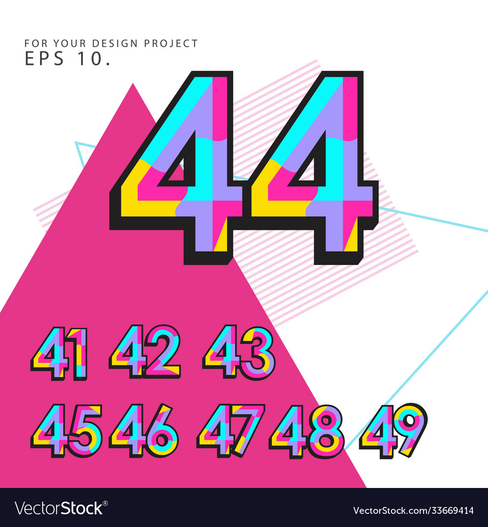 Retro number set template design vector image Retro number set template design