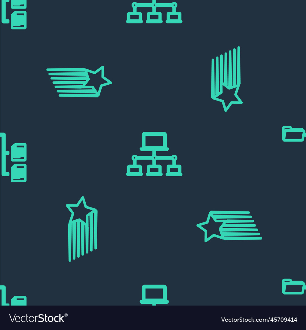 Set line computer network falling star and folder