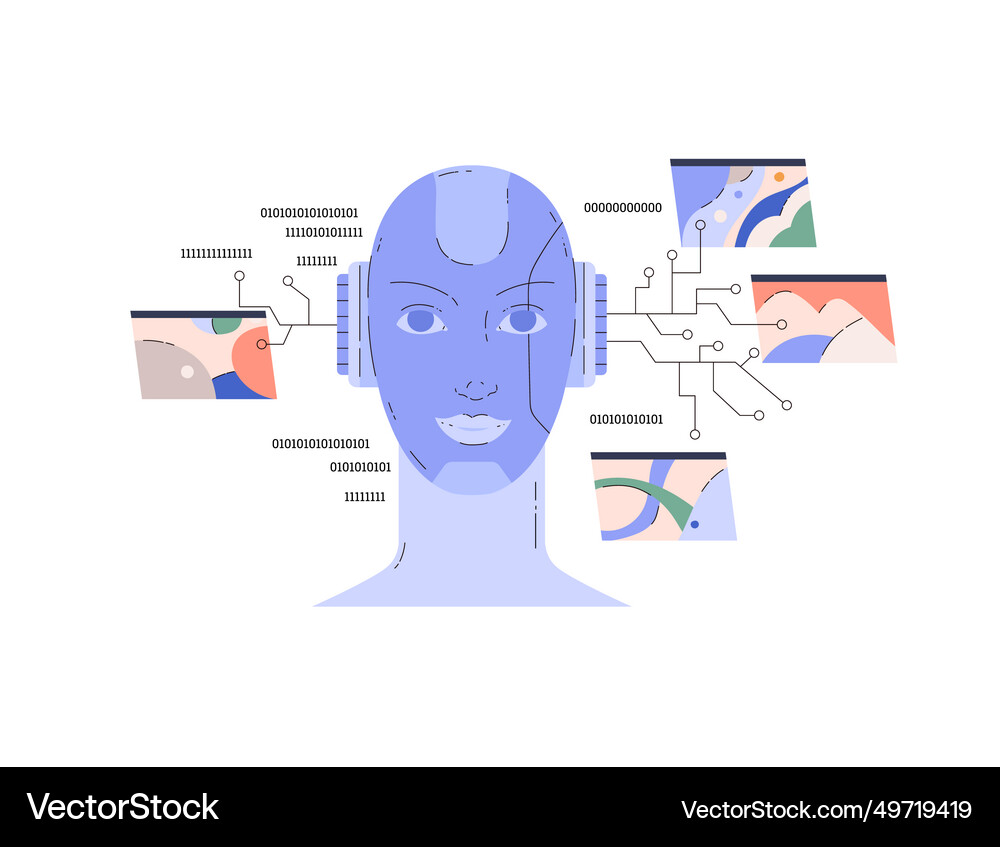 Artificial intelligence in humanoid head Vector Image
