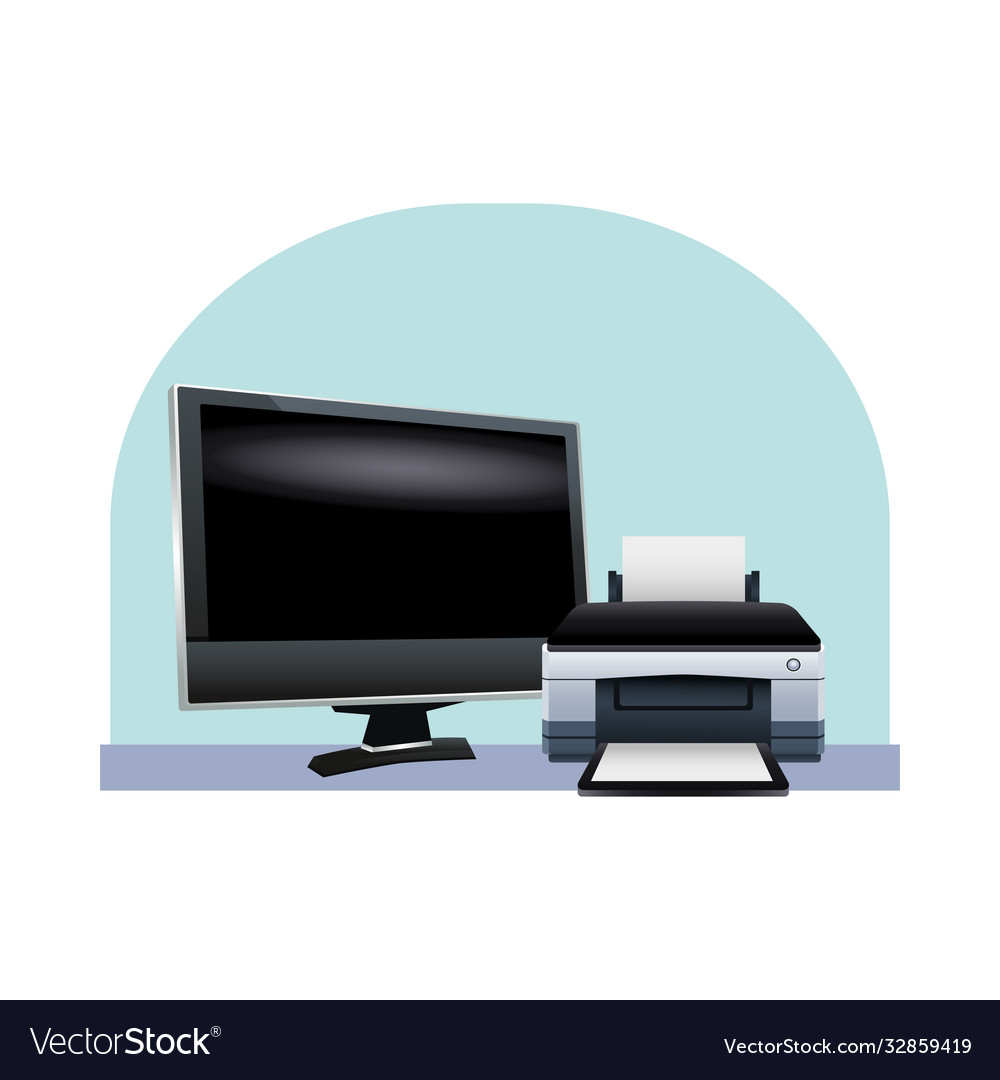 Computer monitor display with printer machine