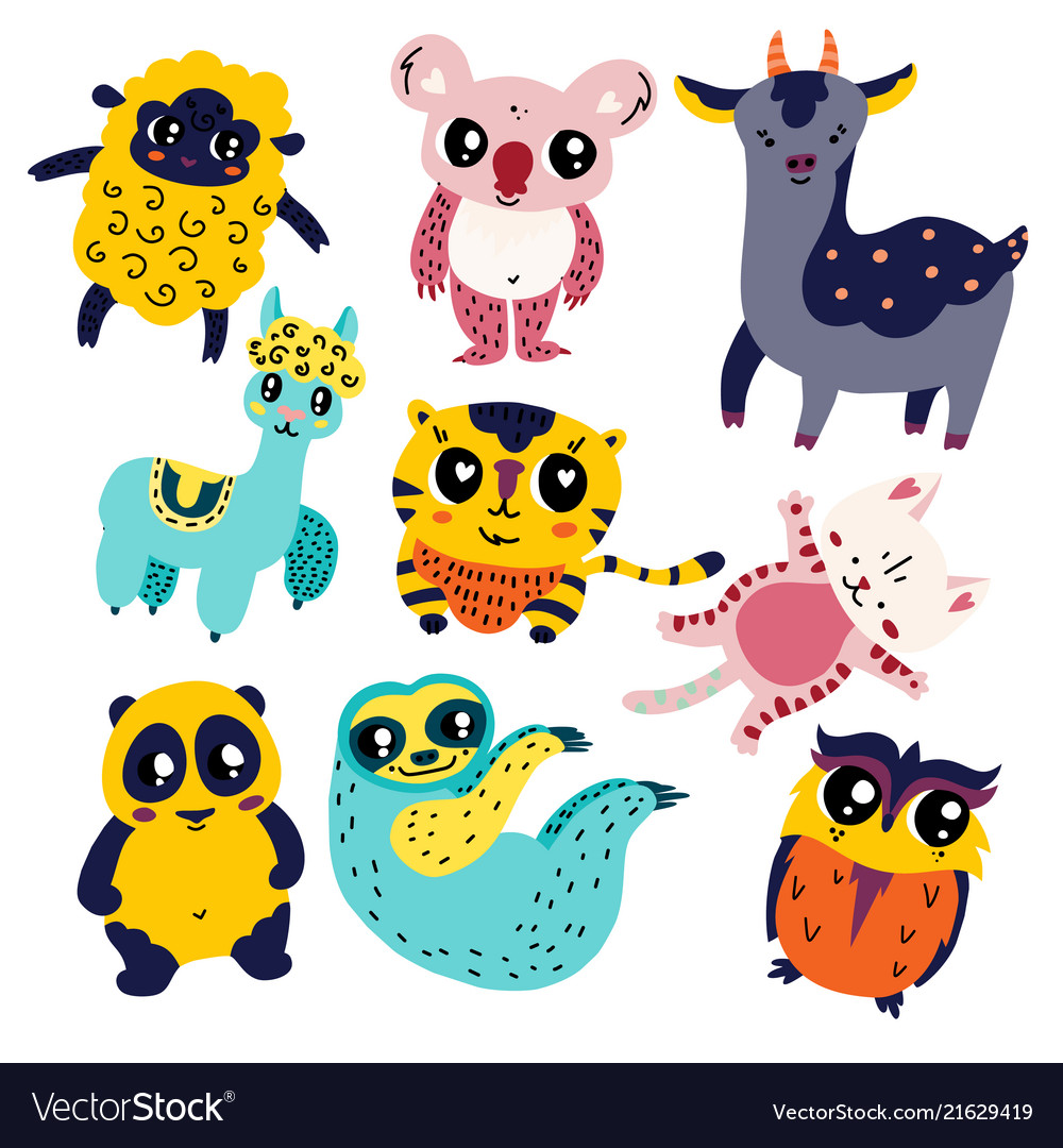 Cute cartoon icon set