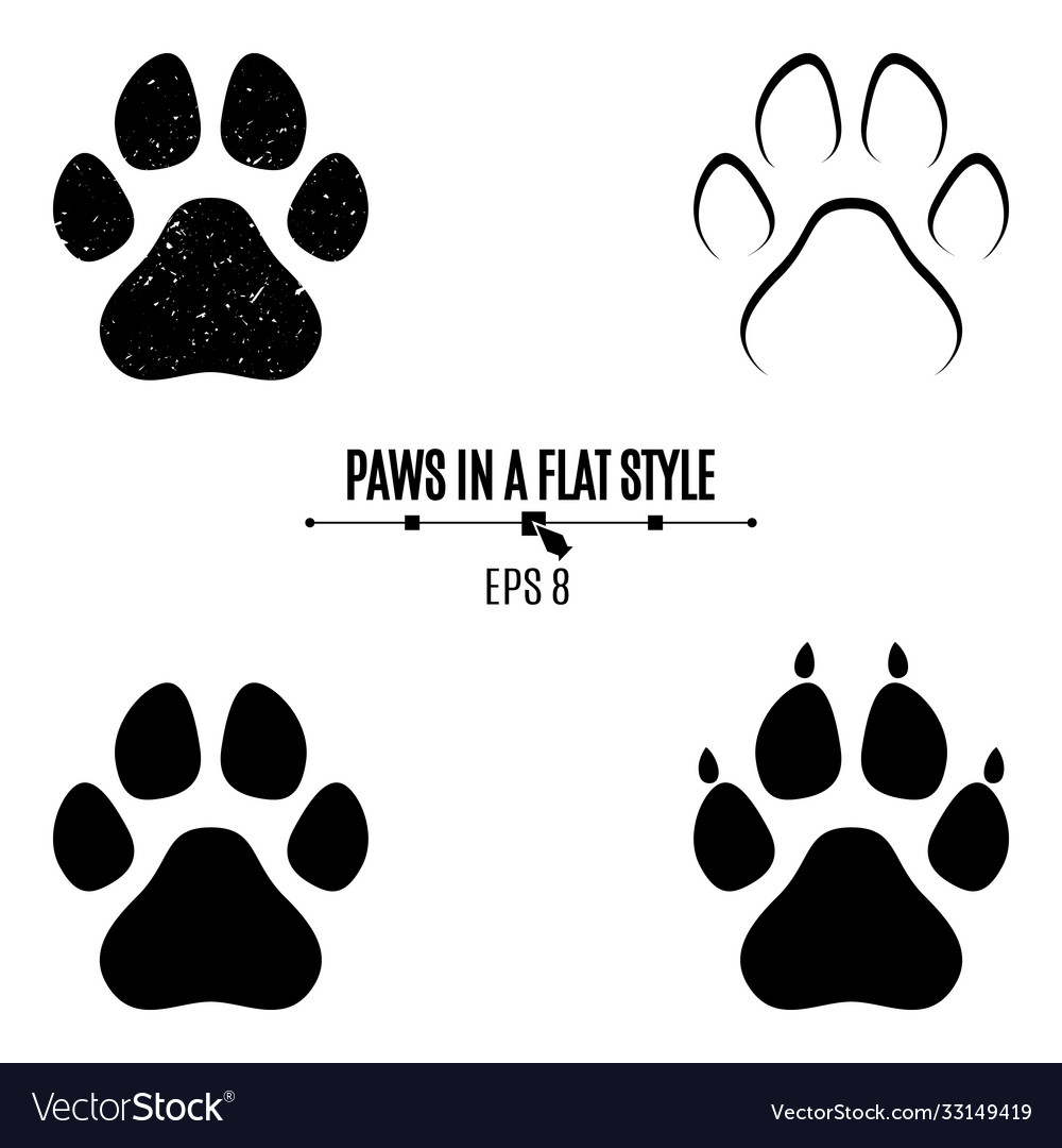 Dog Paw Prints - Black Silhouettes