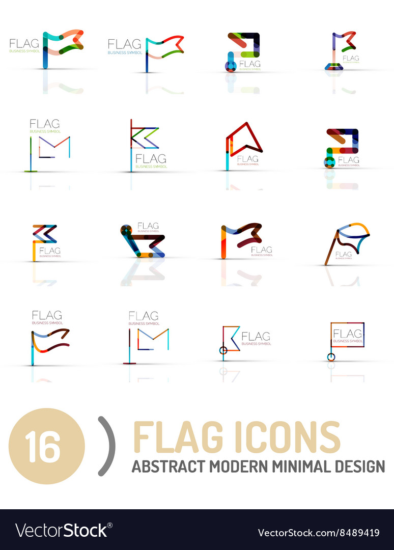 Flag icon logo set linear design