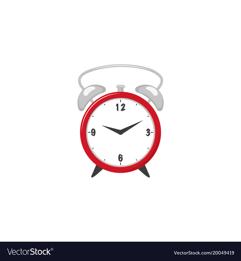 Flat analog circle table red clock icon
