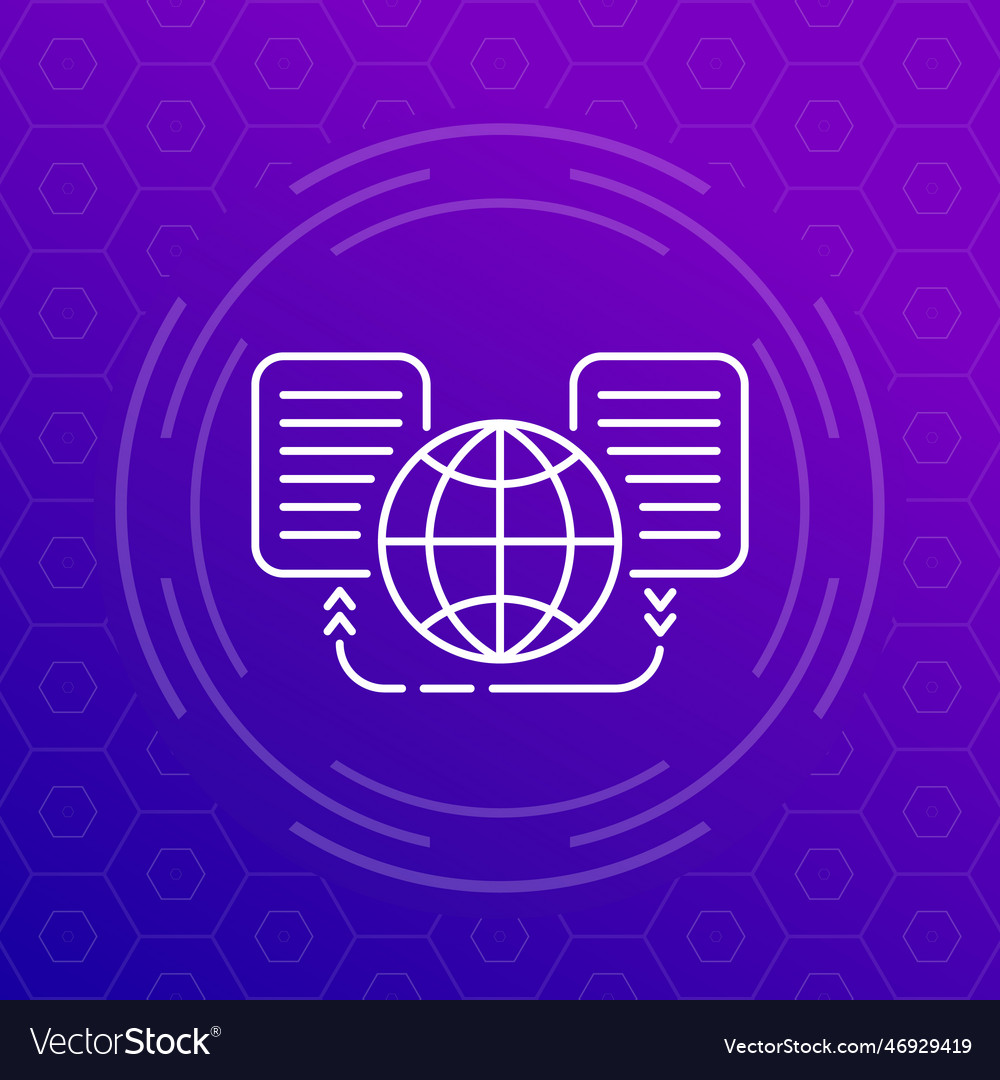 Global data exchange line icon for web