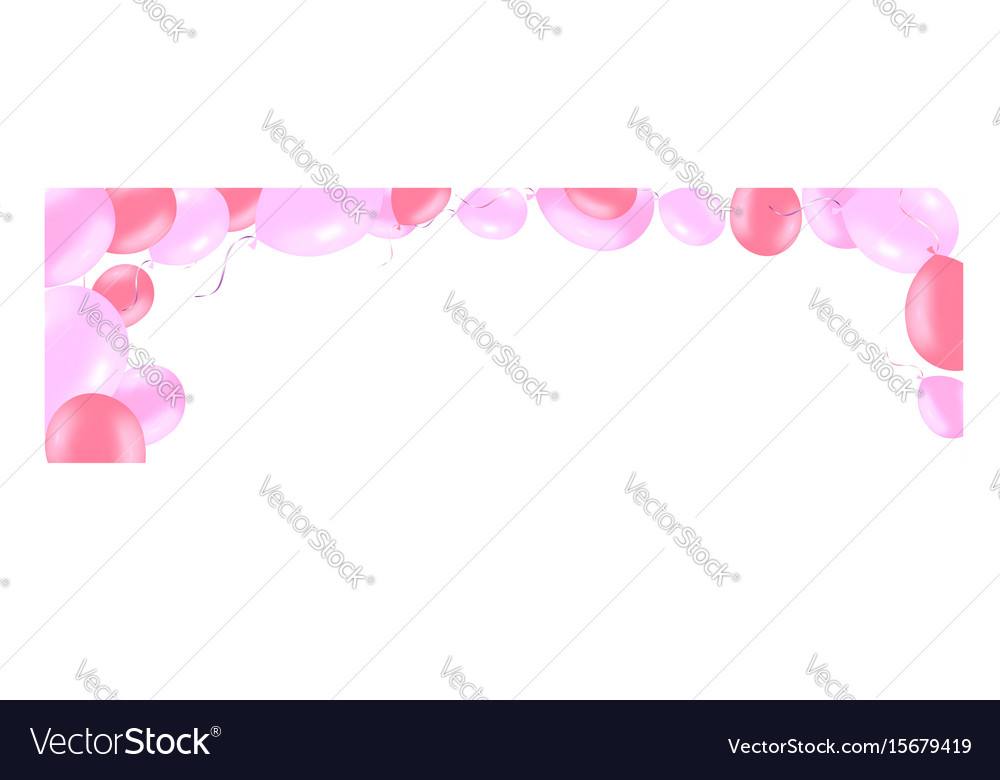 Horizontal banner with pink rose helium balloons