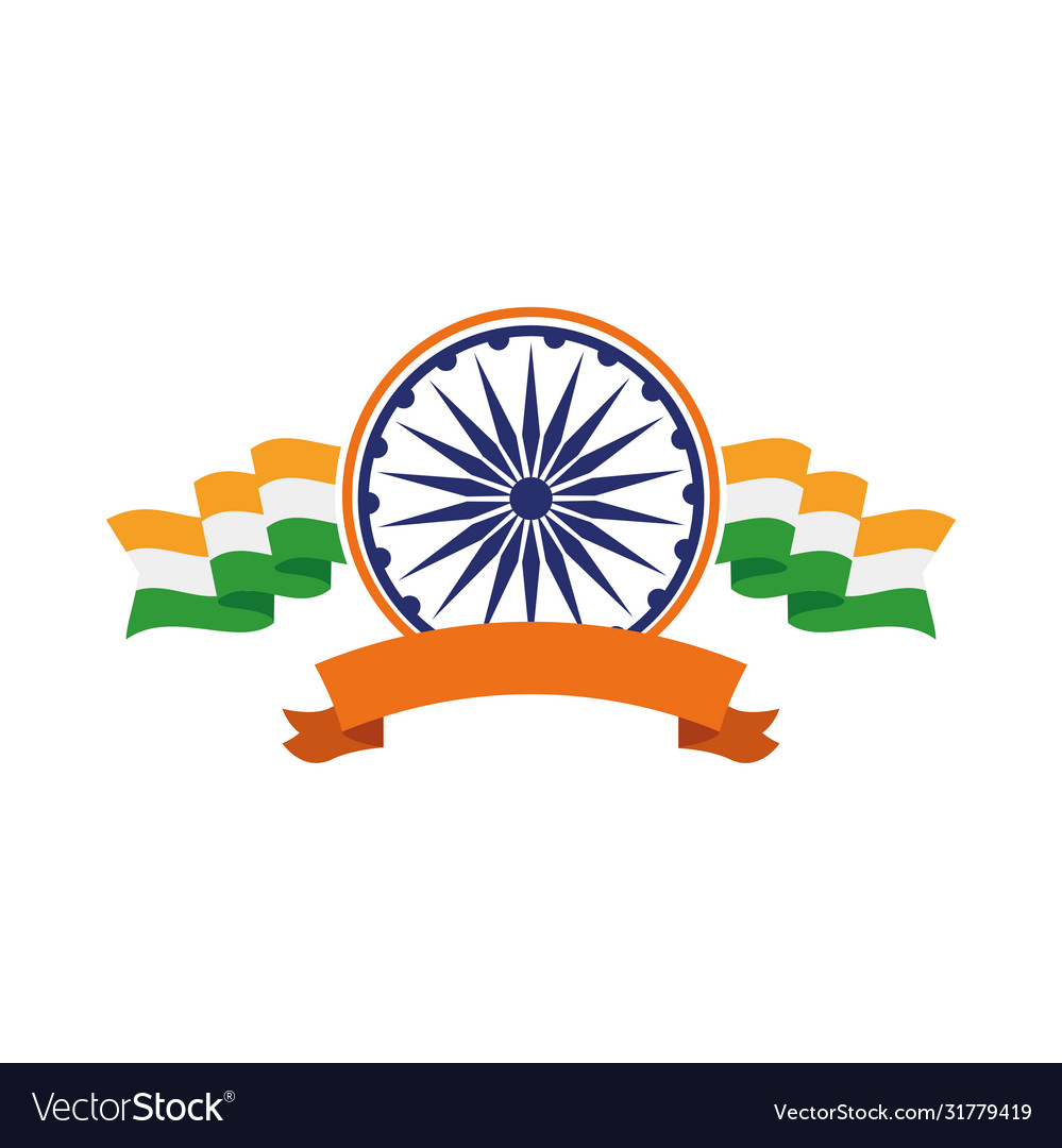 India country flags with chakra ashoka Royalty Free Vector