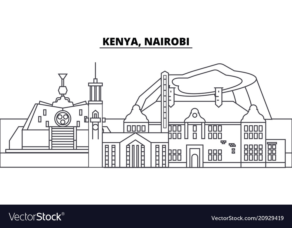 Kenya nairobi line skyline Royalty Free Vector Image