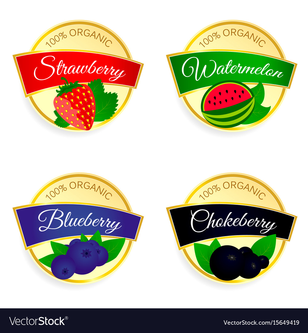 Label of fruit set in colorful