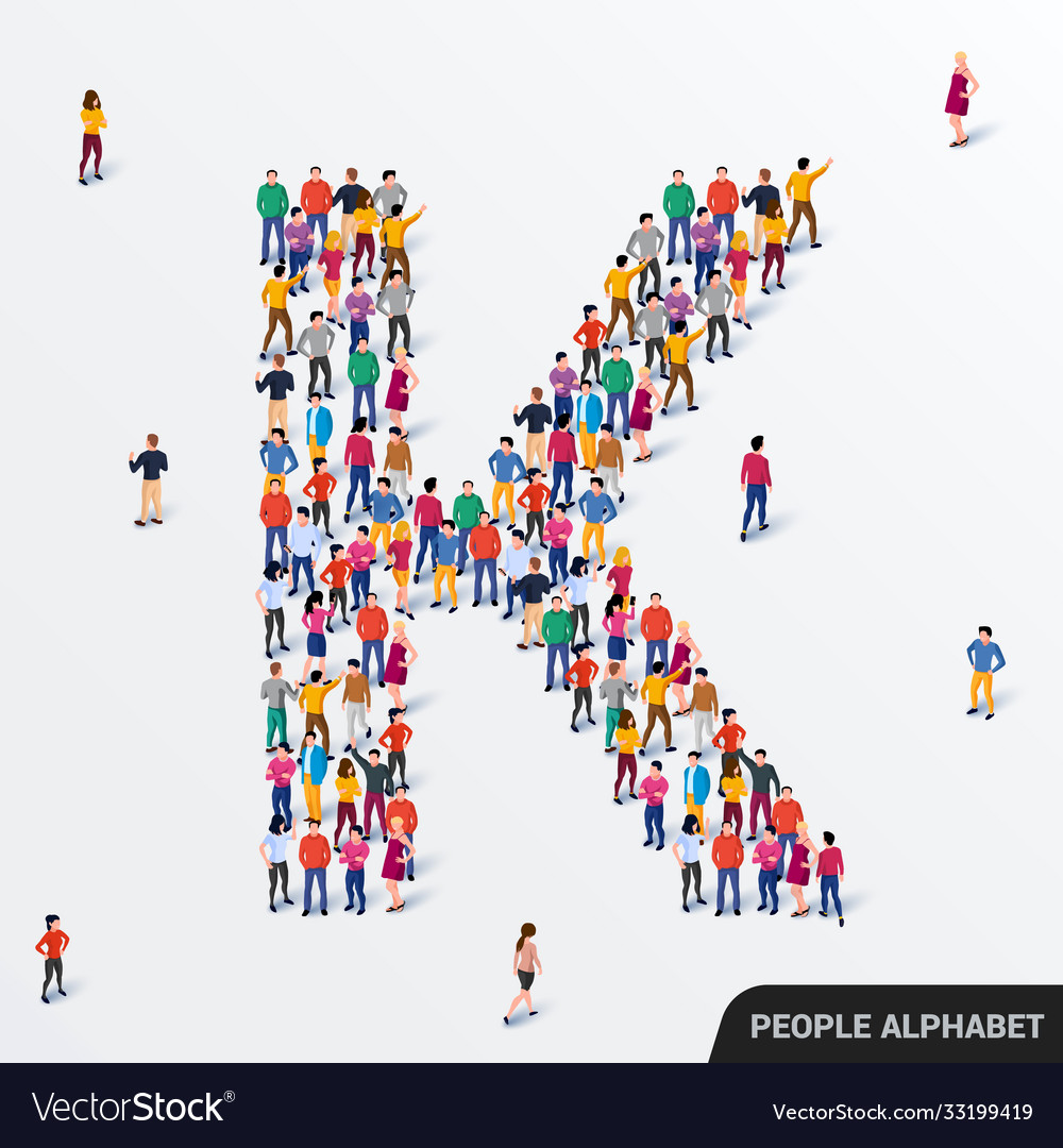 Large group people in letter k form human Vector Image