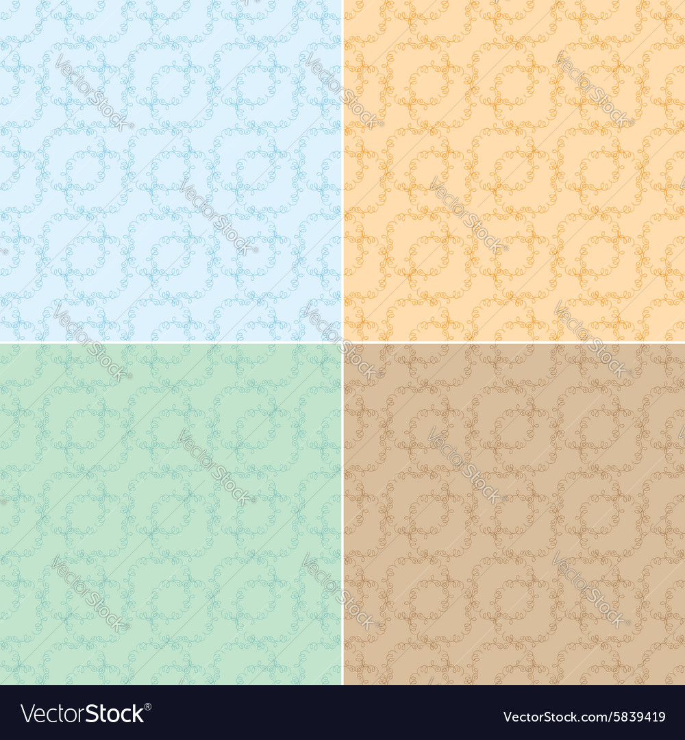 Light seamless textures with curly elements - set