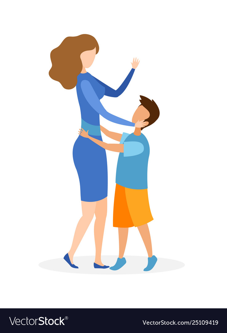 Mother with child hugging flat Royalty Free Vector Image