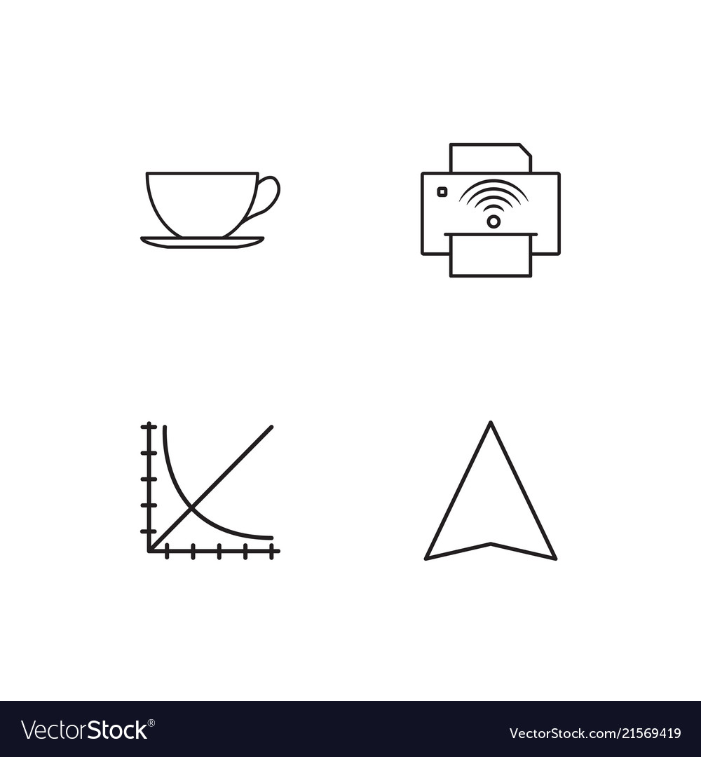 Office linear icons set simple outline