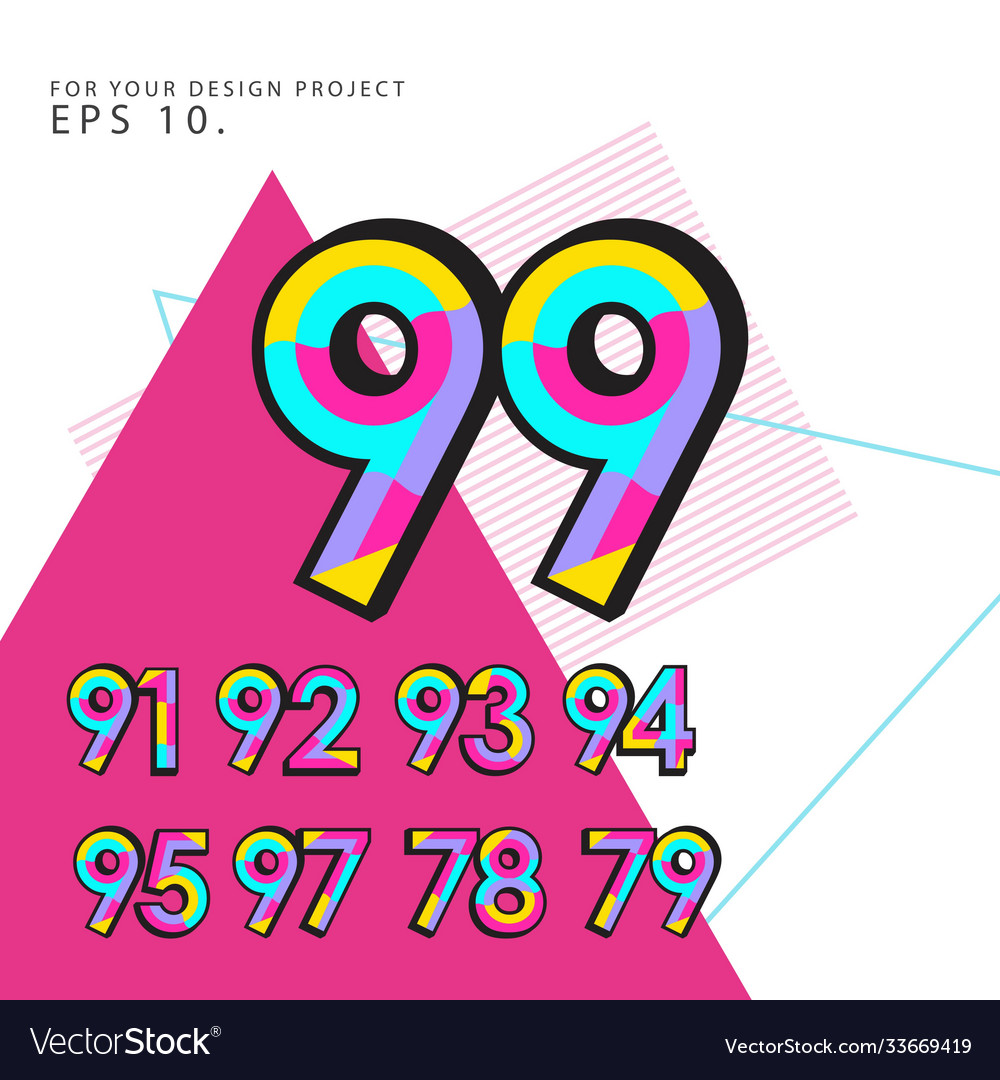 Retro number set template design