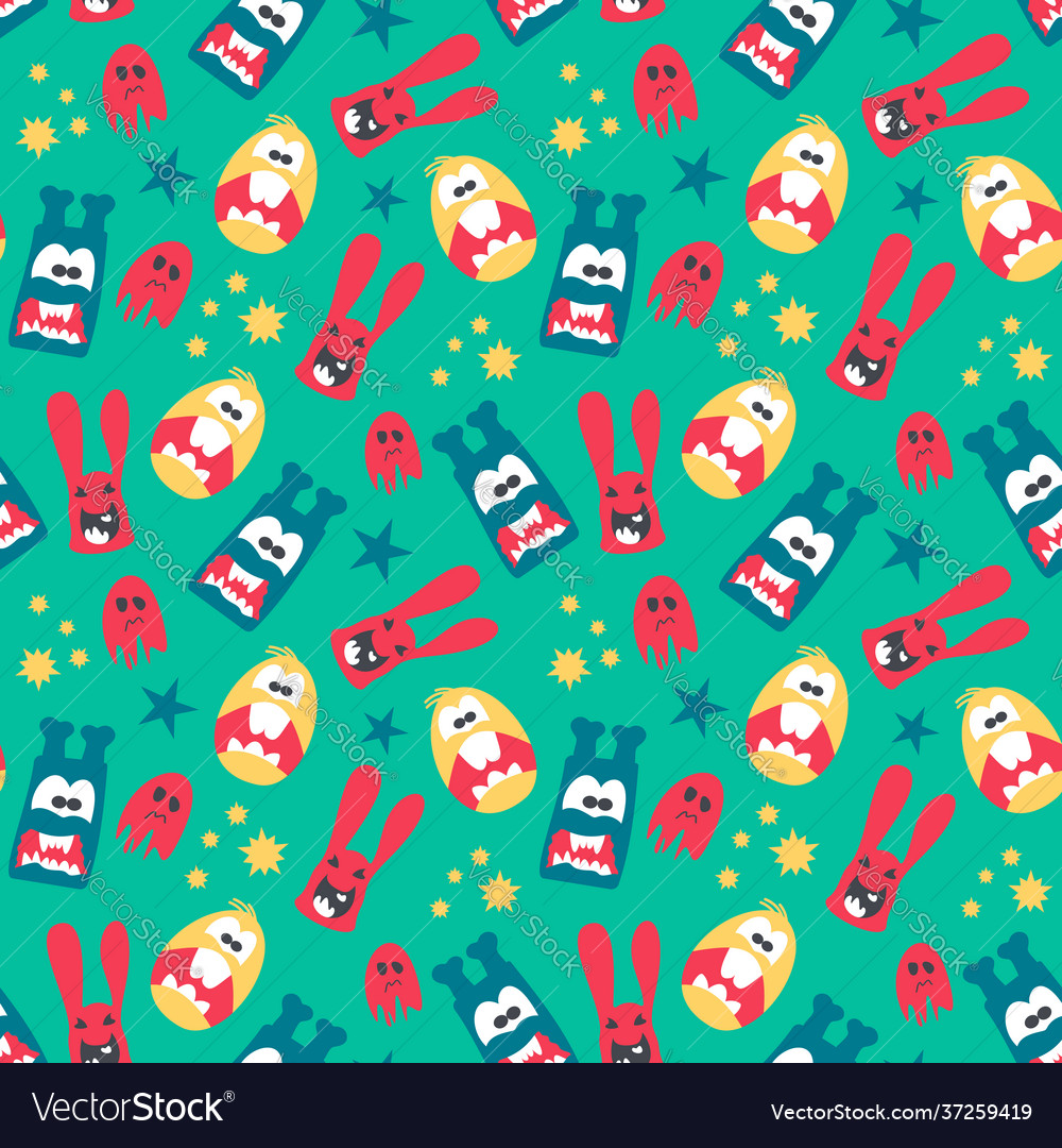 Seamless pattern with cute color monsters