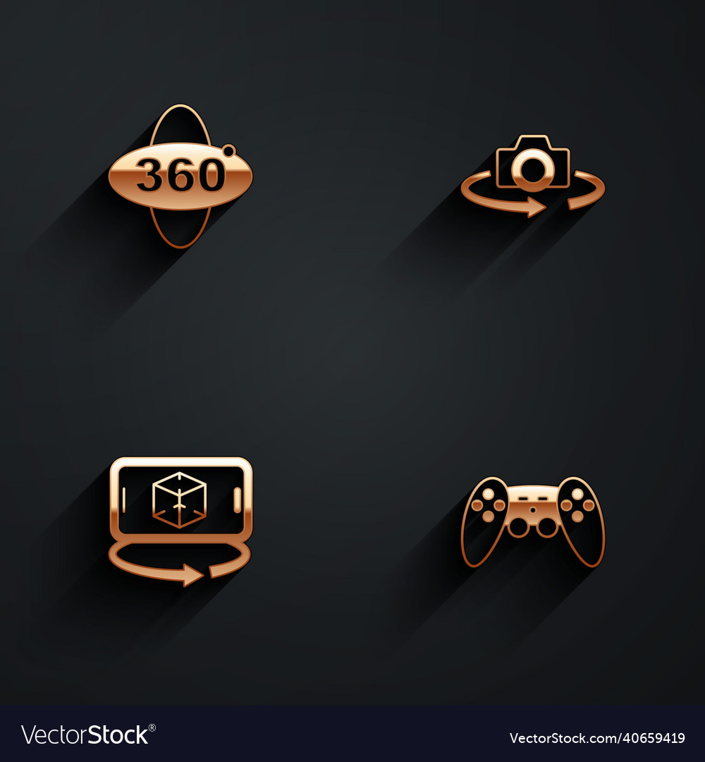 Set 360 degree view 3d modeling and gamepad icon vector image Set 360 degree view 3d modeling and gamepad icon