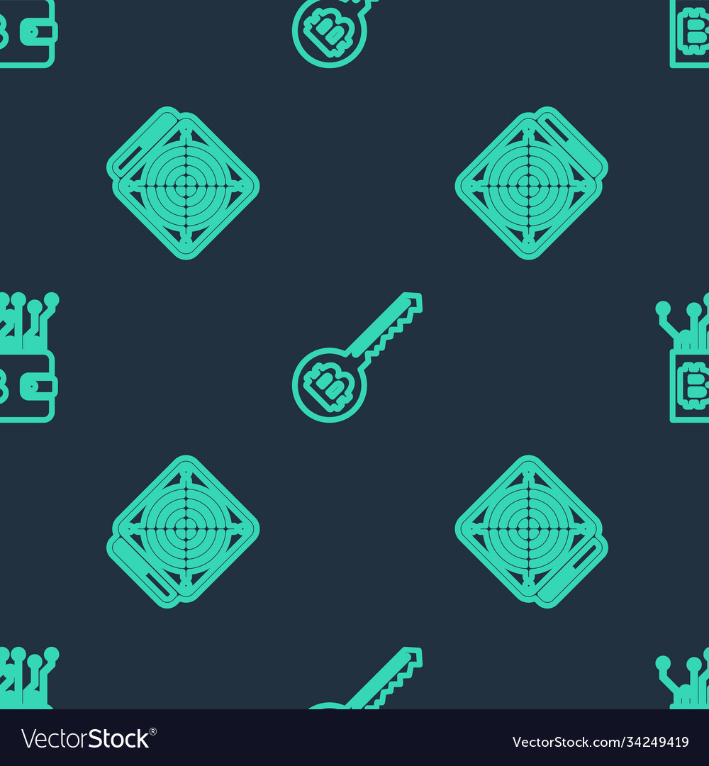 Set line cryptocurrency key asic miner and wallet vector image Set line cryptocurrency key asic miner and wallet