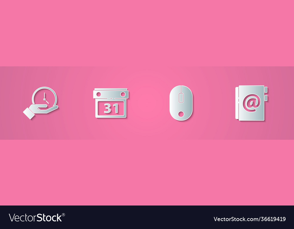 Set paper cut clock calendar computer mouse