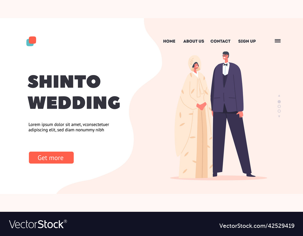 Shinto wedding landing page template elegant Vector Image