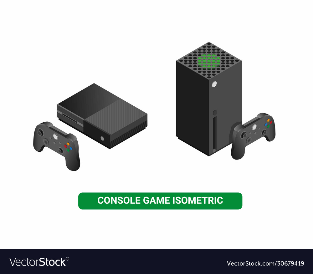 Two set game console in black color isometric vector image Two set game console in black color isometric
