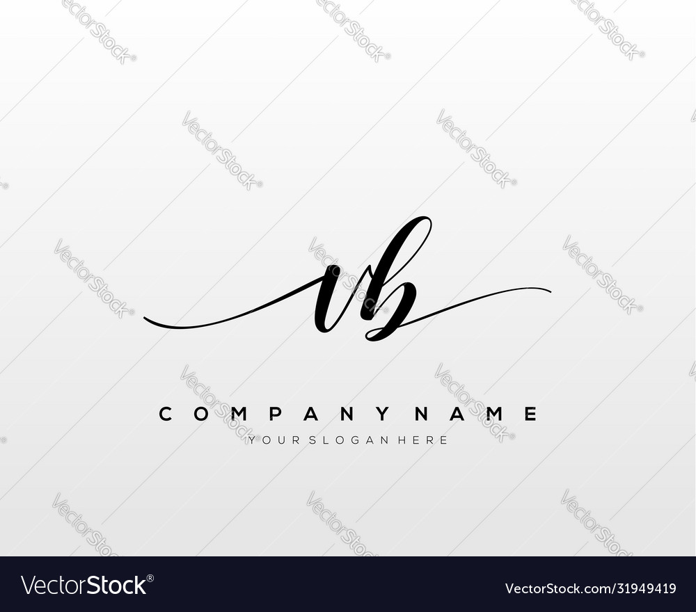 Vb initial letter handwriting logo hand drawn