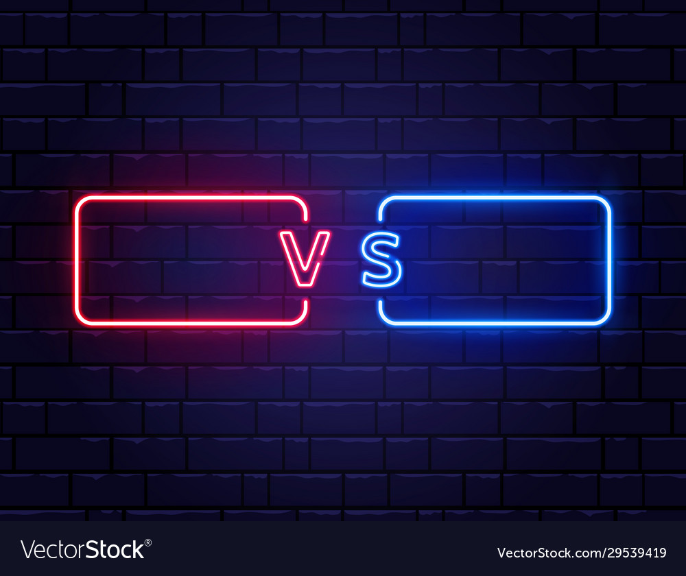 Premium Vector  Versus battle vs background with blue and red frame neon  light