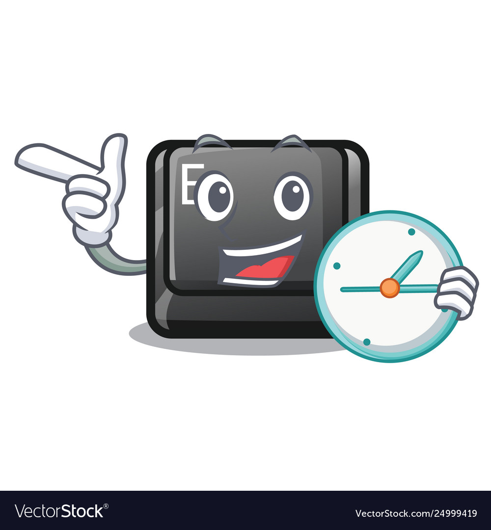 With clock e button attached to cartoon keyboard