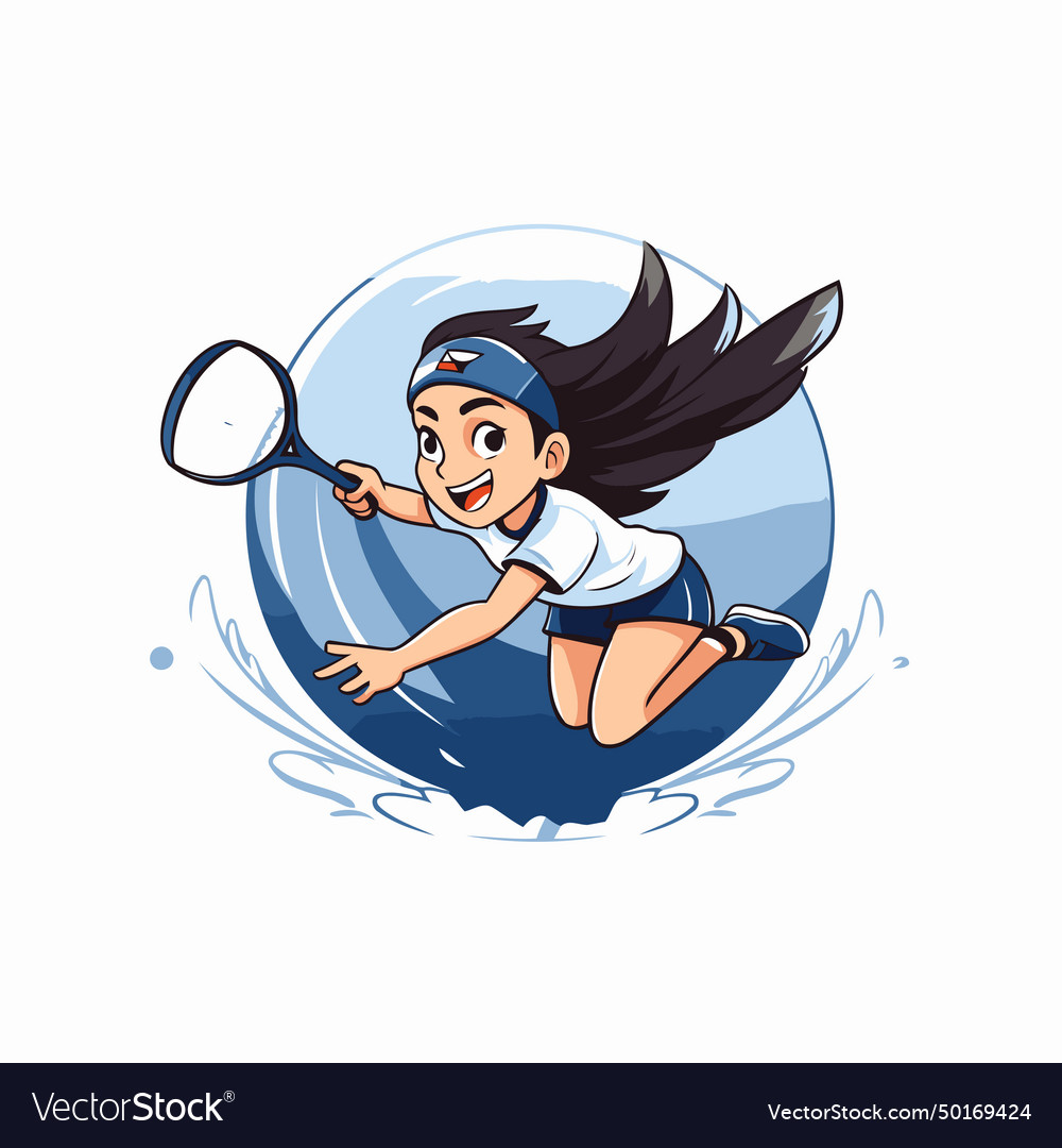 A girl playing badminton with racket and ball