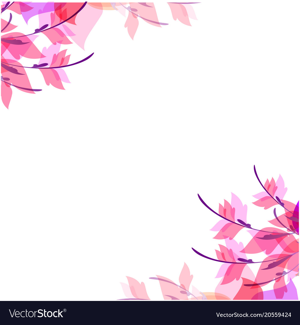 Abstract pink leaves flowers white background vect