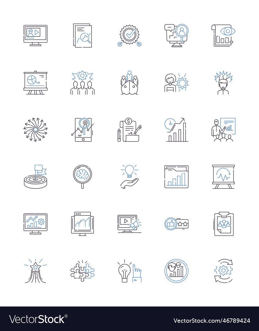 Approach scheme line icons collection methodology vector image Approach scheme line icons collection methodology