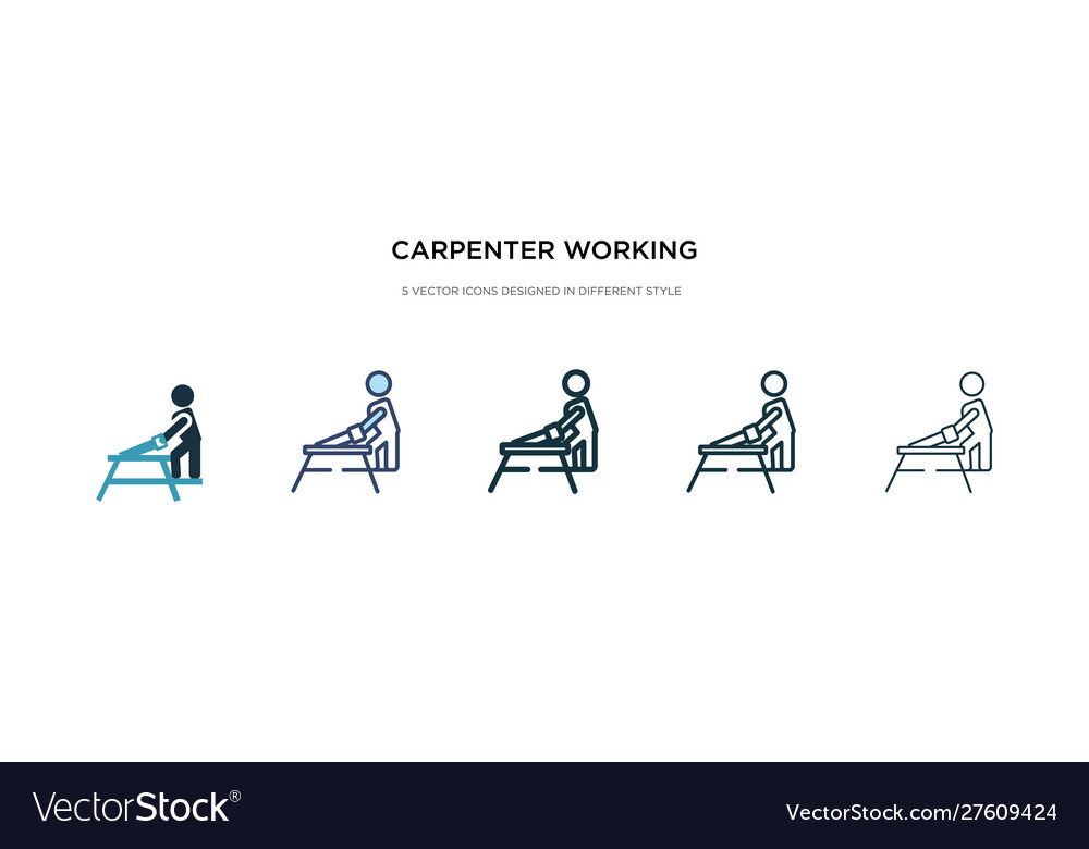 Carpenter working icon in different style two Vector Image Carpenter working icon in different style two
