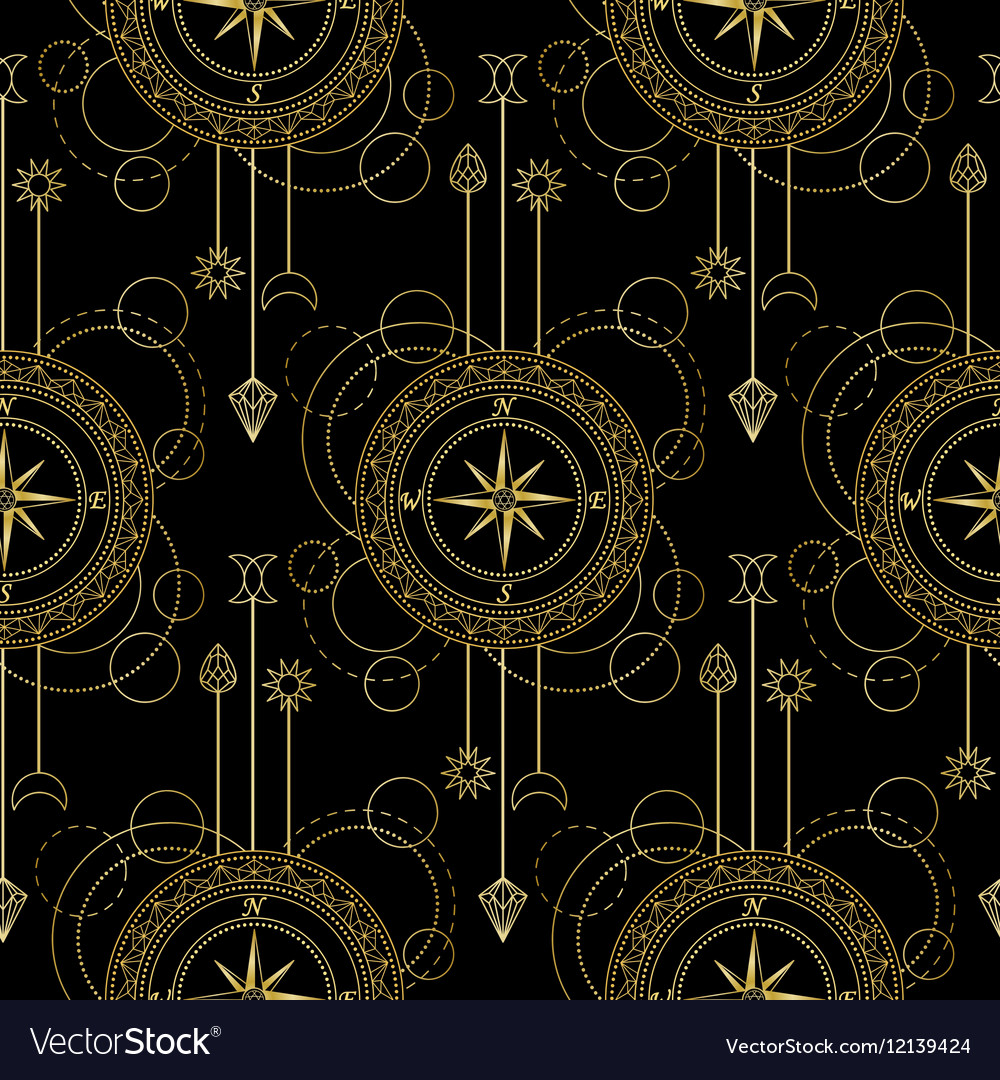 Geometric compass seamless pattern Royalty Free Vector Image