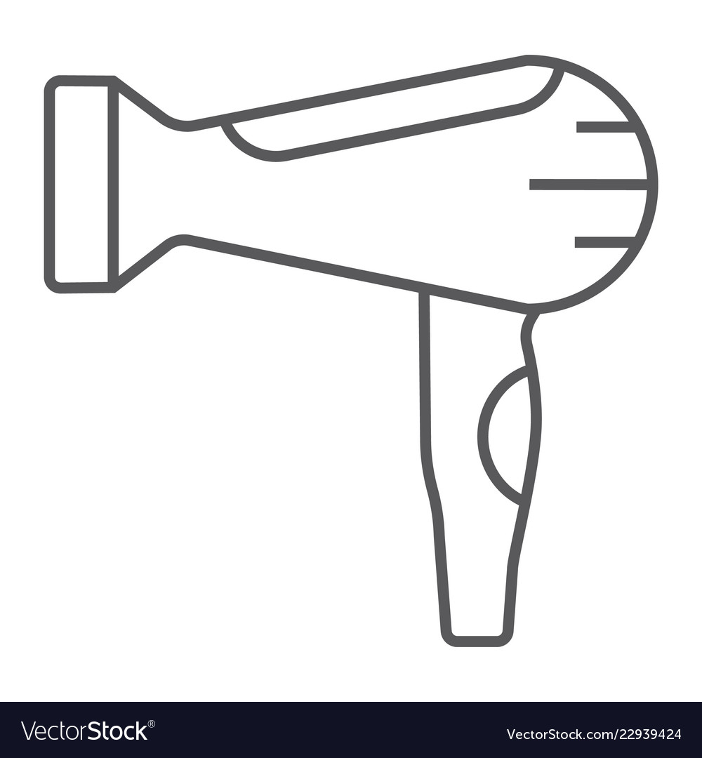 Hair Dryer Thin Line Icon Barber And Electronic Vector Image