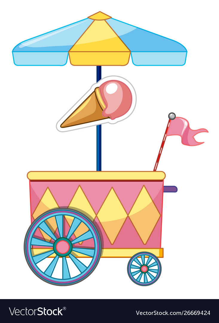 Ice cream car with wheels and umbrella Royalty Free Vector