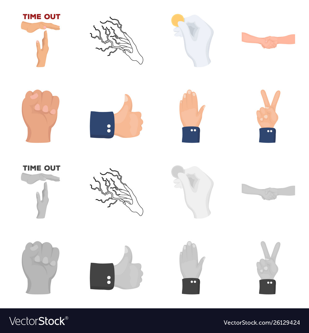 Isolated object animated and thumb sign set