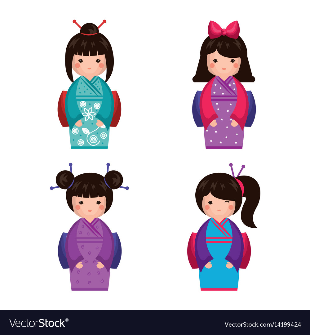 Japanese girl doll icon vector image on VectorStock.