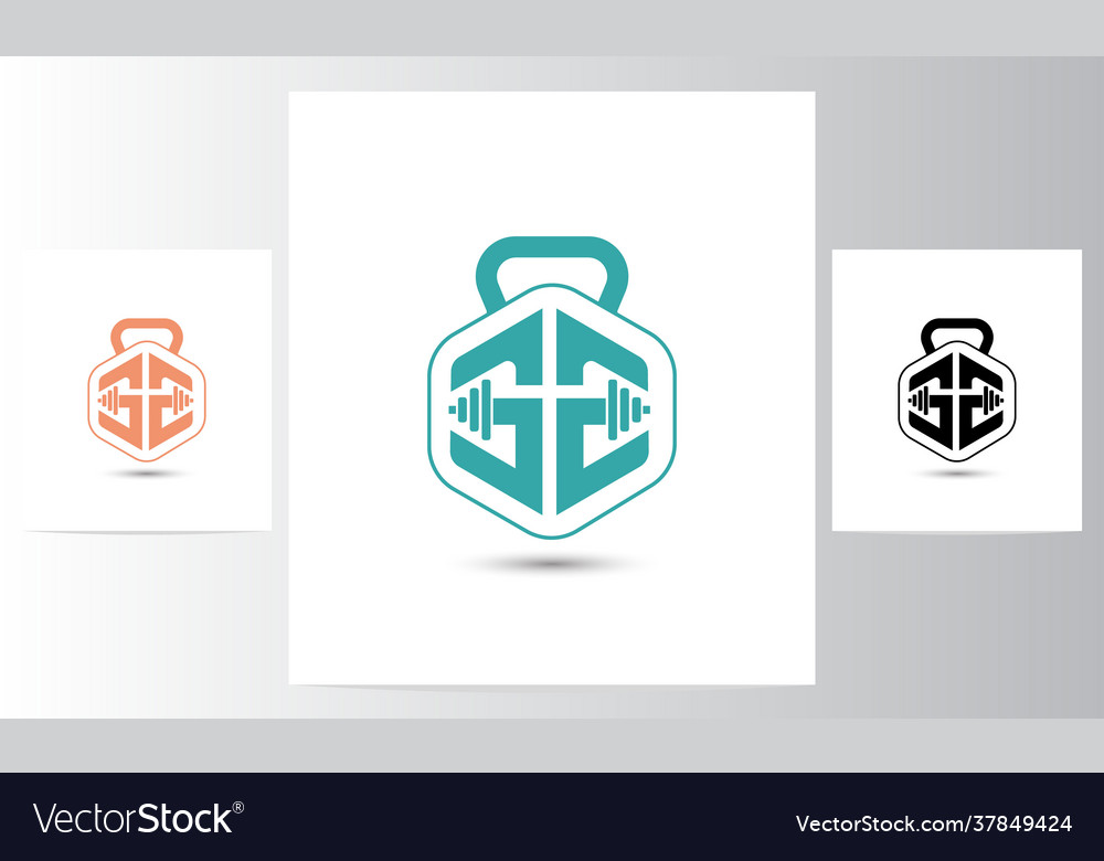 Letter ge fitness logo dumbbell icon symbol