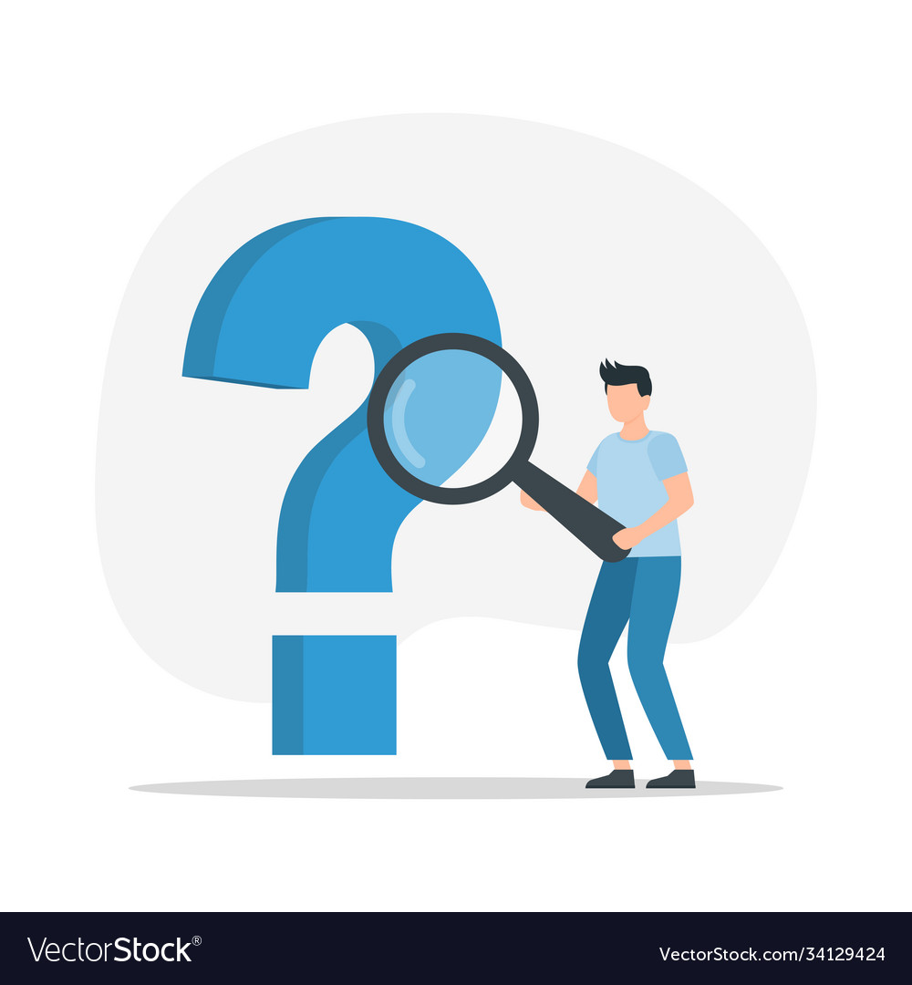 Man with Magnifier and Question Mark - Inquiry Con